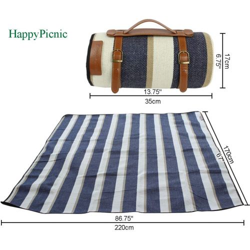  HappyPicnic Extra Large Picnic Blanket Rug,87X 67Handy Mat with Waterproof Backing, Oversized Portable Lawn Blanket or Sandproof Beach Mat for Outdoor Camping