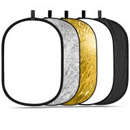 Neewer Portable 5 in 1 59x79150x200cm Translucent, Silver, Gold, White, and Black Collapsible Round Multi Disc Light Reflector for Studio or any Photography Situation