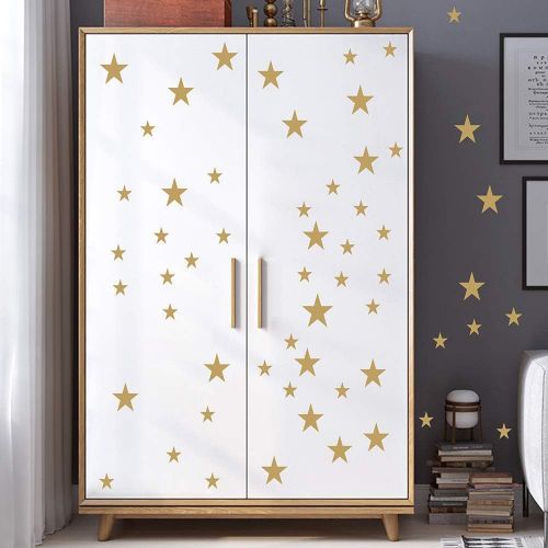  HanYoer 110 pcs Stars in The Room, Star Wall Decal, Mini Size Star Decal Set/Kids Wall Decoration Nursery Wall Decal (Gold)