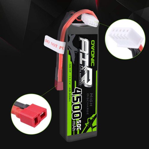  OVONIC 2 Packs 3S 11.1V 4500mAh 50C LiPo Battery Pack with T Plug for RC Evader BX Car, RC Truck, RC Truggy RC Airplane UAV Drone FPV