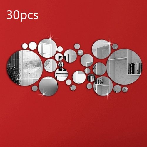  30Pcs DIY Mirror Wall Sticker Removable Round Acrylic Mirror Decor of Self Adhesive Circle for Art Window Wall Decal Kitchen Home Decoration by TheBigThumb