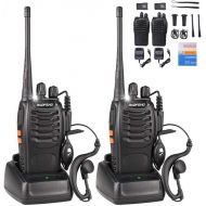BaoFeng Walkie Talkies Rechargeable Long Range for Adults, HUF FRSGMRS Two Way Radio Work in Voice Control and Alarm with Earpiece 16 Channels Li-ion Battery and Charger(Pack of 4)
