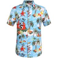 SSLR Mens Santa Claus Party Tropical Ugly Hawaiian Christmas Shirts