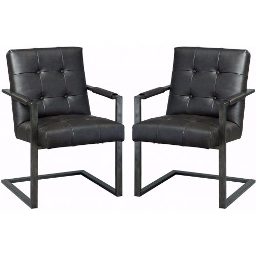  Signature Design by Ashley Ashley Furniture Signature Design - Starmore Home Office Desk Chair - Contemporary - Tufted Black Faux Leather