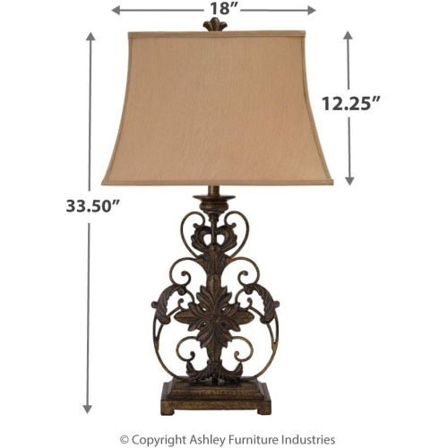  Signature Design by Ashley Ashley Furniture Signature Design - Sallee Ceramic and Metal Ornate Table Lamp - Gold Finish