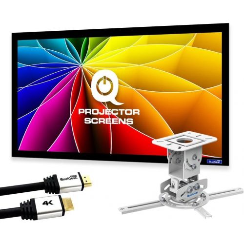  Visit the QualGear Store QualGear Projector Ceiling Mount Bundle with 110 High Contrast Gray Fixed Frame Projector Screen & 25 HDMI Cable Hardware Mount (PRB-717Wht-110G-25ft)