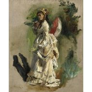 The Museum Outlet - Young Woman with a Parasol, 1868, Stretched Canvas Gallery Wrapped. 11.7x16.5