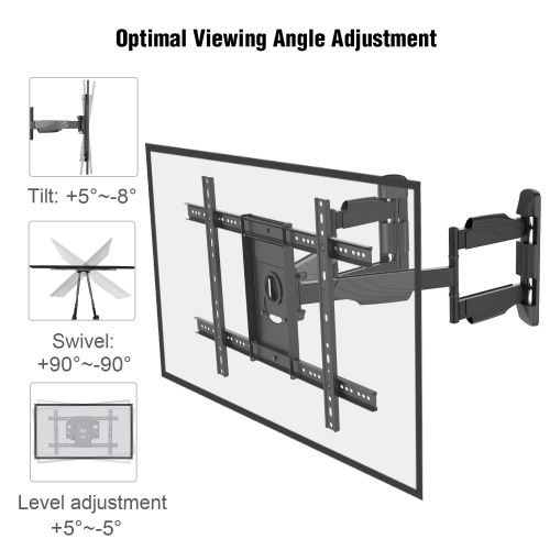  PERLESMITH Corner TV Wall Mount Bracket Tilts, Swivels, Extends - Full Motion Articulating TV Mount for 37-70 Inch LED, LCD, Plasma Flat Screen TVs - Holds up to 99 Lbs, VESA 600x400 - Heavy