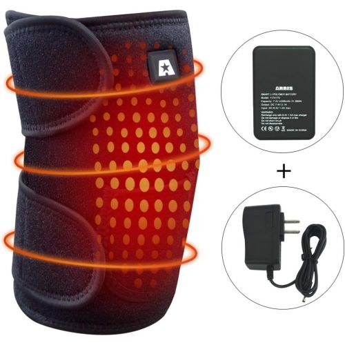  ARRIS Heated Knee Brace Wrap SupportTherapeutic Electric Heating Pad WRechargable 7.4V 2600Mah Battery for Joint Pain, Arthritis Meniscus Pain Relief (3 Temperature Setting) by Arris (