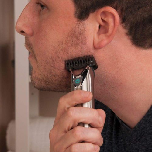  Wahl Clipper Stainless Steel Lithium Ion Plus Beard Trimmer Kit Brushed No.9864SS Cordless Rechargeable Mens Grooming Kit for Haircuts and Beard Trimming