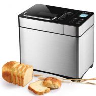 ALBOHES Bread Maker 2.2LB Stainless Steel Gluten Free Bread Machine with Detachable Fruit & Nut DispenserBuilt-in Programmable Breadmaker for Beginner17 Menu Settings24-Hour Del