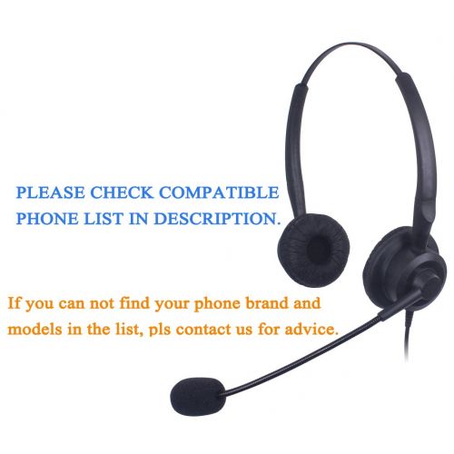  Audicom Corded Call Center Headset Headphone with Mic for Avaya 1416 2420 5410 Aastra 6757i Mitel 5330 NEC Aspire DT300 DSX ShoreTel IP230 Polycom 335 and VVX310 400 Telephone IP P