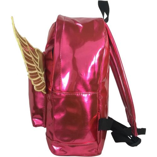  K-Cliffs Kids Backpack Fashion Woman Mini Backpack Kindergarten Toddler Daypack Bag Lady Purse With Angel Wings Metallic Hot Pink