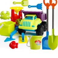 AODLK 12PCS Childrens Soft Plastic Beach Toys Set Beach Shovel Outdoor Parent-Child Activities Combination Play Water Play Sand Toys Easy Clean and Store Sand Box Set Kit