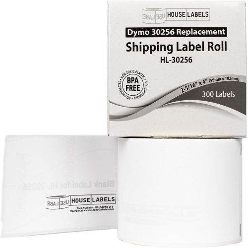  HouseLabels 50 Rolls; 300 Labels per Roll of DYMO-Compatible 30256 Large Shipping Labels (2-516 x 4) -- BPA Free!