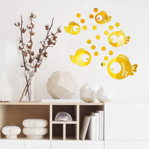  Sunnyys Bubble Fish Bathroom Acrylic Mirrored Decorative Sticker Wall Art Mirror