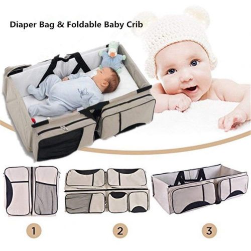  TGSEA Baby Bassinet Portable Travel Crib Diaper Bag Changing Station with Mat Foldable Bed...