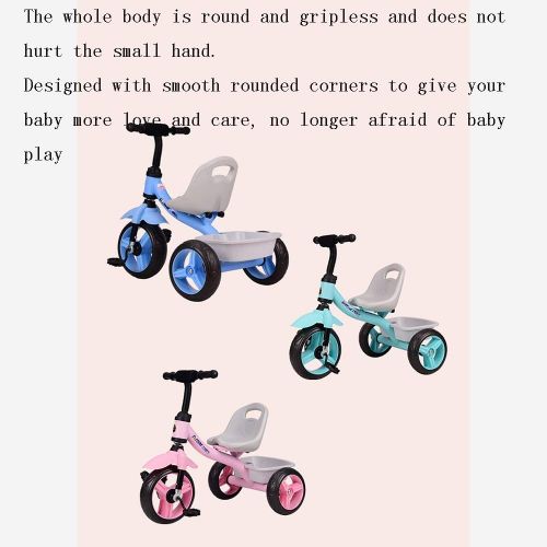  Axdwfd Childrens Bicycle TricycleLoad Weight 50 kg 2-6 Years Old Birthday Gift (Colour: Blue, Lake Blue, Pink)