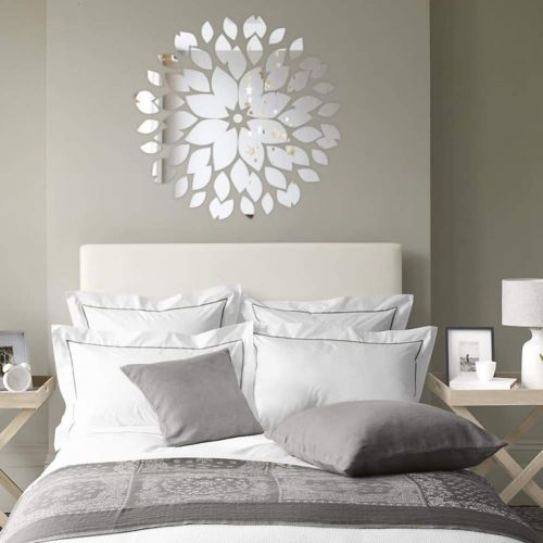  BackgroundTurnOver Creative Round Flower Petals 3D Acrylic Decorative Mirror Wall Stickers Living Room Bedroom Ceiling Home Decor Door Decals R003
