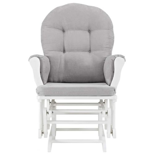  Angel Line Windsor Glider and Ottoman, White with Gray Cushion