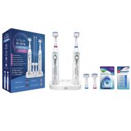 Triple Bristle Sonic Duo Electric Toothbrush - Perfect for Families, Kids & Couples - Keeps Bathroom Counter Clean - 2 Toothbrushes & Dual Rechargeable Stand - 4 Bristles - Who Wan
