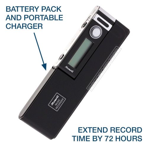  RecorderGear MR80 Mini Clip Small Voice Recorder Voice Activated Audio Recording Device Tiny Micro + 72 Hour Battery Life w/Extended Battery Pack