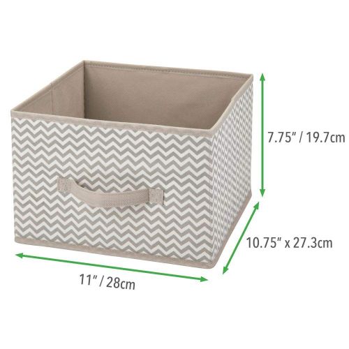  MDesign mDesign Soft Fabric Closet Storage Organizer Holder Cube Bin Box, Open Top, Front Handle for Closet, Bedroom, Bathroom, Entryway, Office - Chevron Print, 10 Pack - Taupe/Natural