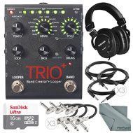Photo Savings Digitech TRIO+ Band Creator and Built-In Looper and Accessory Bundle w 16GB + Closed-Back Headphones + Cables + Fibertique Cloth