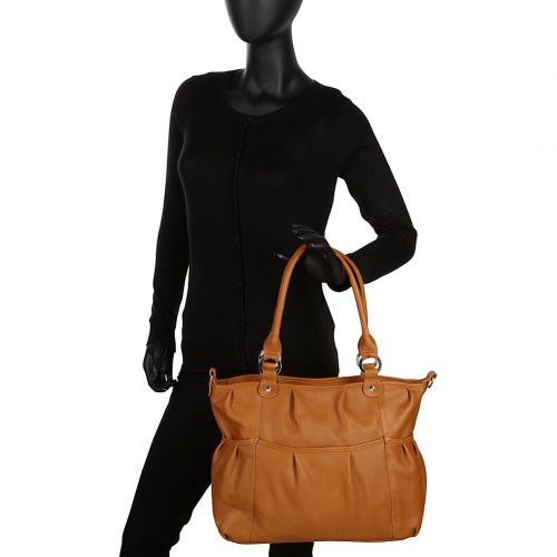  Piel Leather Zippered Cross-Body Tote, Charcoal