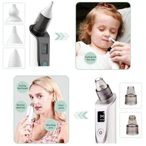  Nicemeet Baby Nasal Aspirator - Safe Hygienic and Quick Battery Operated Nose Cleaner with 3 Sizes of Nose Tips and Oral Snot Sucker for Newborns and Toddlers Adult Blackhead Remov