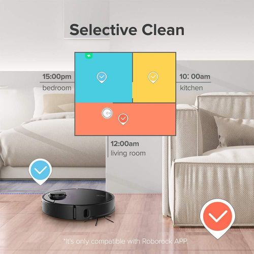  Roborock S4 Robot Vacuum, Precision Navigation, 2000Pa Strong Suction, Robotic Vacuum Cleaner with Mapping, Ideal for Pet Hair, Low-Pile Carpets & Most Floor Types