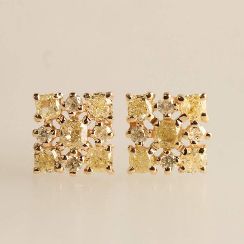  AnjisTouch Natural 0.77 Ct. Diamond Stud Earrings Solid 14k Yellow Gold Handmade Fine Jewelry Gift For Her