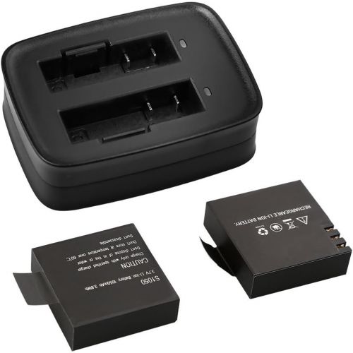  [아마존베스트]AKASO V50/ V50 Elite 2 x 1050mAh Rechargeable Action Camera Battery with USB Dual Charger