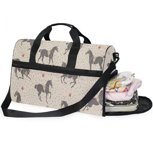  All agree Dressage Horse Polka Dot Gym Bags for Men&Women Duffel Bag Weekender Bag with Shoe Compartment