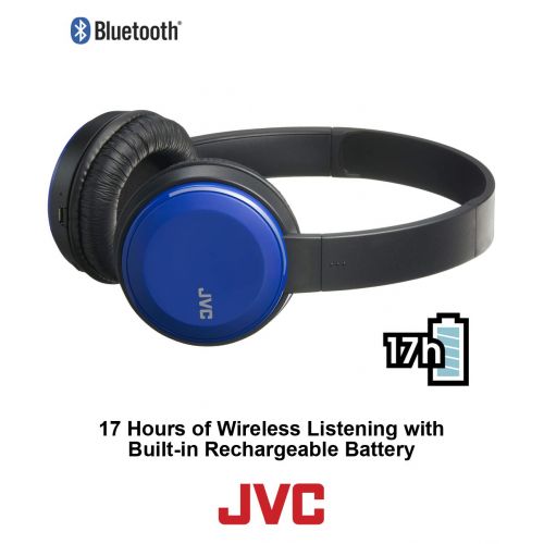  JVC Wireless Lightweight Flat Foldable On Ear Bluetooth Wireless Headband with Mic, Blue (HAS190BTA)