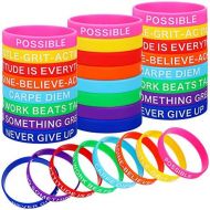 Gejoy Motivational Silicone Wristbands Multicolored Rubber Bracelets Stretch Bracelets with Inspirational Messages, 8 Styles