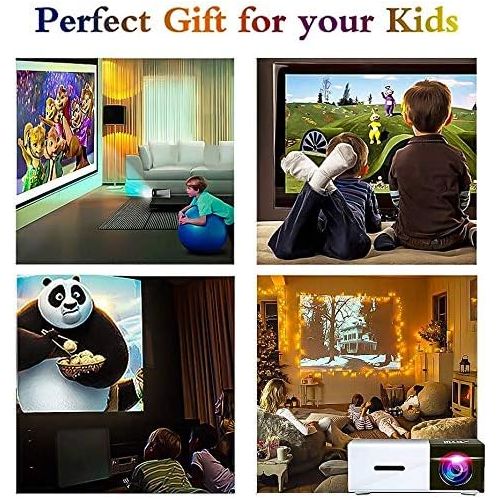  Video Projector, ARTlii Portable Movie Projector 130 Screen, 1080P Support LCD Projector iPhone Android Laptop USBAVSDHDMIVGA Input