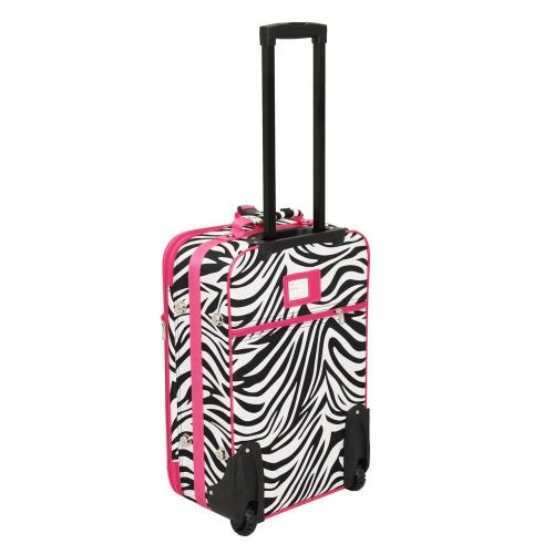  World Traveler 20 Inch Rolling Carry-On Luggage Suitcase, Pink Trim Zebra, One Size