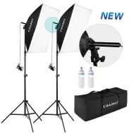 CRAPHY Professional Photo Studio Soft Box Lights Continuous Lighting Kit 3x135W 5000K Bulbs + 20x25 Softbox + 80 Light Stand + Carrying Bag