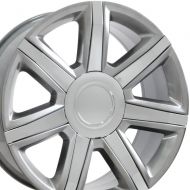 OE Wheels LLC OE Wheels 22 Inch Fits Chevy Silverado Tahoe GMC Sierra Yukon Cadillac Escalade Style CA87 22x9 Rims Hyper Silver with Chrome SET