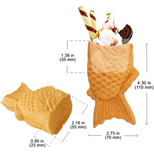  [아마존베스트]ALDKitchen Taiyaki Fish shaped Cake Waffle Maker 110V | ALDKitchen 6 pcs Commercial Use Jam or Ice Cream Waffle Maker | Stainless Steel Taiyaki Maker (Open mouth x 5)