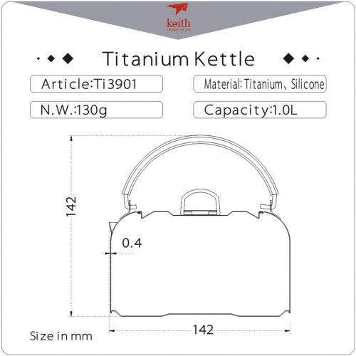  Keith Titanium Ti3901 Kettle - 1.0 L