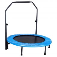Gymax Mini Trampoline, Rebounder Exercise Trampoline for Outdoor Indoor Fitness Workout, with Handle Rail