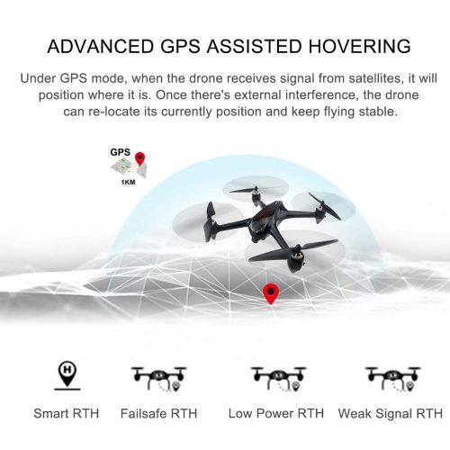  LOHOME MJX B2W Bugs 2 W RC Quadcopter - 2.4GHz 6-Axis Gyro 1080P HD 5G Wifi Camera FPV Drone Remote Control Drone, Long Range Drone With GPS, Altitude Hold, Headless mode and Retur