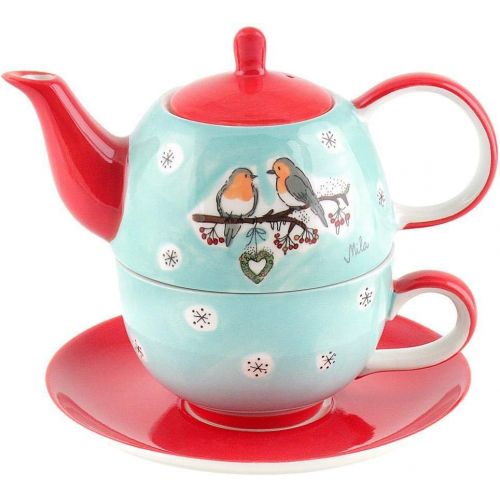  Mila GmbH Mila Keramik Tee-Set: Tea for One, Wintervoegel | MI-99158 | 4045303991583