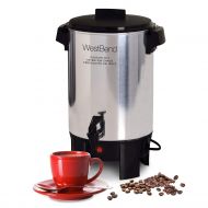 West Bend 58030 Highly Polished Aluminum Party Perk Coffee Urn Features Automatic Temperature Control Large Capacity with Quick Brewing Smooth Prep and Easy Clean Up, 30-Cup, Silve