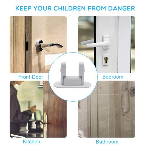  Child Safety Door Lever Lock - MEINAIER Child Proof Doors Handle Lock 3M Adhesive Baby Proof Door Lock for Kitchen Bathroom Bedroom Front Gate(2 Packs)