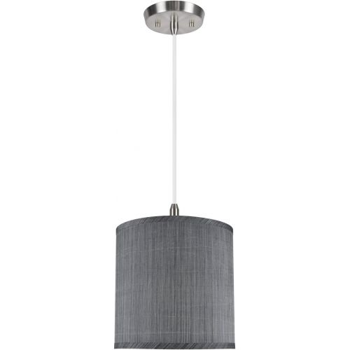  Aspen Creative 71013 2-Light Hanging Pendant Ceiling Light with Transitional Hardback Drum Fabric Lamp Shade, Grey & Black, 16 width