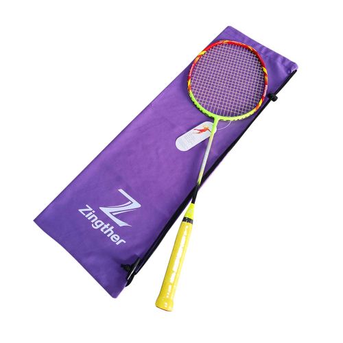  Zingther Professional Badminton Rackets for Kids, Light Carbon Badminton Racquets,Including Cover, 82+-2g Weight, Tension Up to 32lb, Strung at 22lb (1-Pack,Pre-Strung at 22lb)