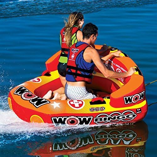  [아마존베스트]WOW Sports WOW World of Watersports Bingo Inflatable Towable Tube, Secure Cockpit Seating Towable, Front and Back Tow Points